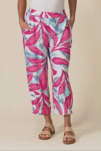 Hallie Pink Leaf Pocket Pants