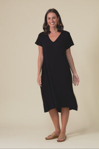 Tiffany Black Bamboo Tee Dress,Video