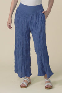 Costello Indigo Crinkle Cotton Pants,video
