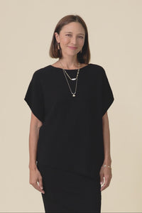 Petra Black Cotton Blend Knit Top,Video