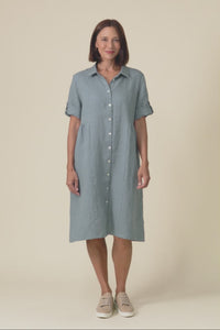 Katy Steel Linen Pocket Dress,Video