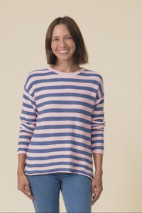 Ivana Pink Stripe Organic Cotton Knit Jumper,Video