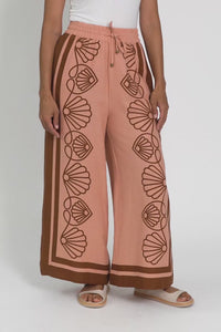 Aphrodite Chocolate Seashell Linen Pants,Video