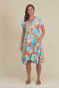Bryant Orange Swirl Linen Cotton Dress,Video