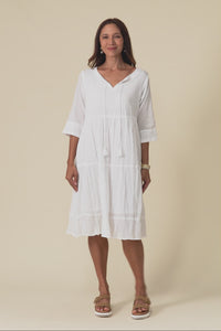 Milana White Crinkle Cotton Dress,Video