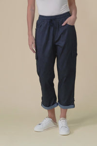 Cindy Dark Blue Denim Cargo Pants,Video