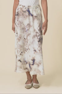 Modena Taupe Abstract Linen Midi Skirt,Video