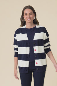 Maybelle Navy Stripe Knit Cardigan,Video