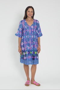 Cayman Navy Geo Cotton Tunic Dress,Video