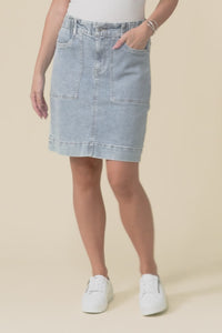 Atlas Blue Denim Stretch Skirt,Video