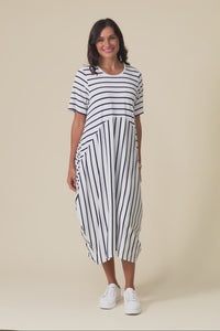 Samiya White Stripe Bamboo Dress,Video