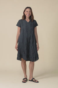 Stassi Charcoal Crinkle Cotton Dress,Video
