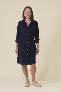 Bronwyn Navy Corduroy Button Dress,Video