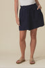 Astoria Navy Linen Drawstring Shorts,Video