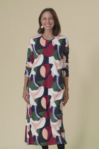 Ronja Red Abstract Cotton Pocket Dress,Video