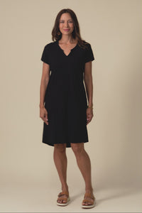 Mandy Black Cotton Tee Dress,Video