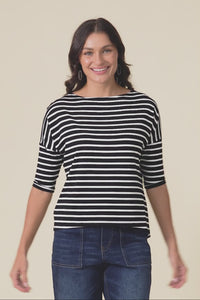 Camila Black Stripe Bamboo Top,Video