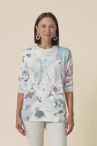 Constance Blue Abstract Crew Sweatshirt,Video