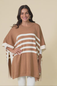 Fidelia Mocha Stripe Knit Poncho,Video