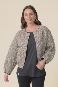 Courtney Tan Leopard Bomber Jacket,Video