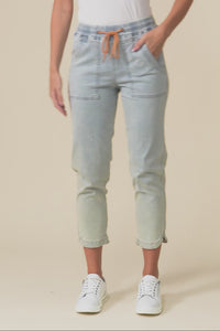 Orbe Light Blue Denim Drawstring Jeans,Video