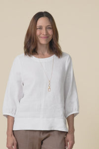 Addie White Linen Sleeved Top,video