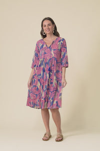 Milana Pink Lily Crinkle Cotton Dress,Video