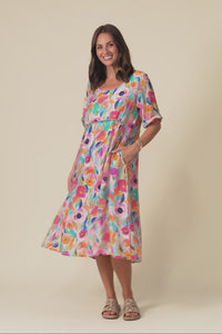 Christie Pink Floral Pocket Dress,Video