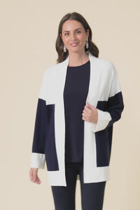 Chase Navy Contrast Knit Cardigan,Video