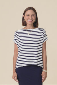 Wilde Navy Stripe Bamboo Box Tee