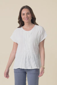 Beck White Crinkle Cotton Top,video