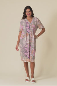 Leticia Pink Leaf Midi Dress,Video