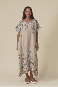 Morrison Beige Floral Linen Pocket Dress,Video