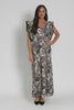 Whitney Black Leaf Linen Maxi Dress,Video