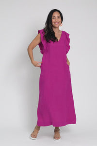 Matilda Hot Pink Pink Linen Dress,Video