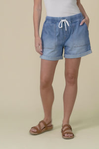 Emma Blue Denim Relaxed Shorts,Video