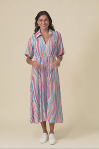 Leigh Pink Stripe Tie Dress,Video
