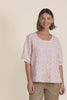 Odia Pink Abstract Linen Embroidered Top,Video
