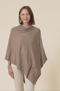 Amy Chocolate Wool Blend Poncho,Video