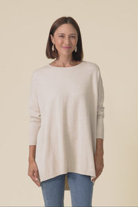 Meryl Beige Wool Blend Drape Jumper,Video