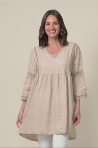 Conrad Beige Linen Lace Top,Video