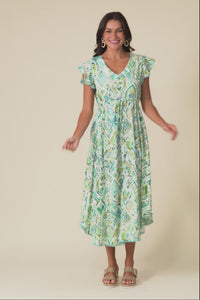 Libby Green Mosaic Midi Dress,Video