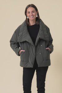 Arica Charcoal Wrap Puffer Jacket,Video