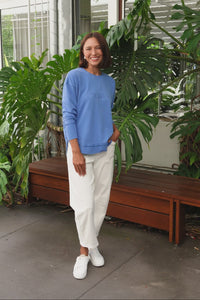 Simplified Cobalt Cotton Crewneck Sweatshirt,Video