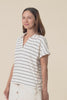 Talli Cream Stripe Cotton Collared Tee,video