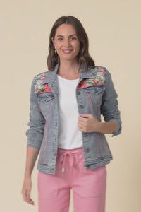 Gerri Pink Garden Denim Jacket,Video