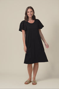 Sawyer Black Embroidered Cotton Dress,Video
