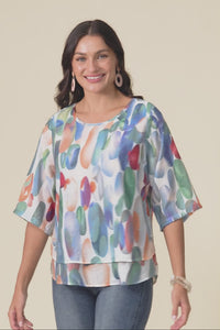 Liora Blue Abstract Layered Top,Video