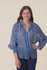 Fontie Blue Stripe Button Blouse,Video