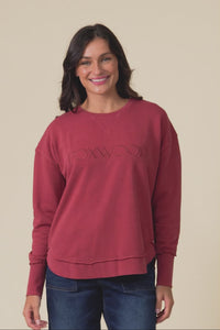 Simplified Cherry Cotton Crewneck Sweatshirt,Video